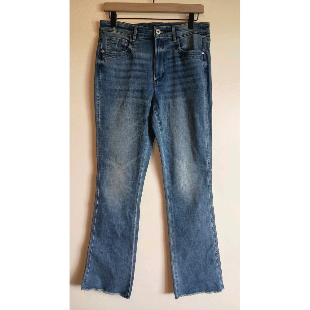 J.Jill Denim High Rise Boot Cut Jeans NWT Women's Size 10R Raw Hem Stretch